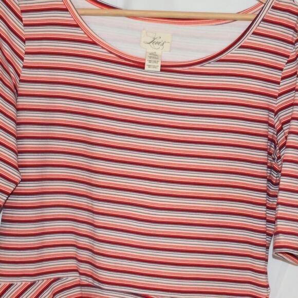 Levis Peplum Stretch Top Size Large Made in Sri Lanka Red Stripe - Picture 4 of 16